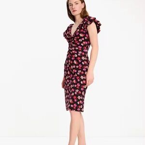 Kate Spade Fall Poppies Ruched Ponte dress